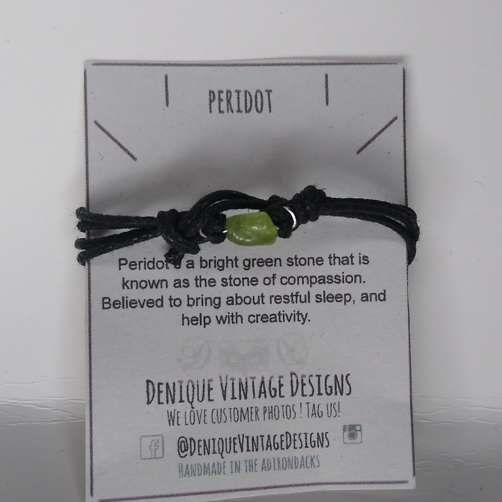 Peridot Stainless Steel Adjustable Chip Bracelet